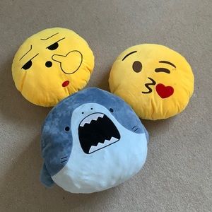 Emoji and shark pillow